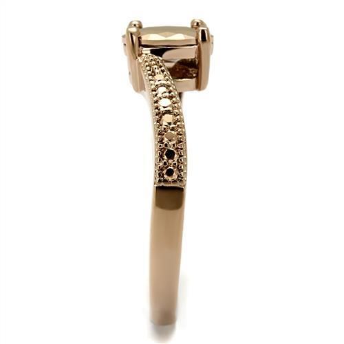 3W1201 - IP Rose Gold(Ion Plating) Brass Ring with AAA Grade CZ  in Metallic Light Gold-3