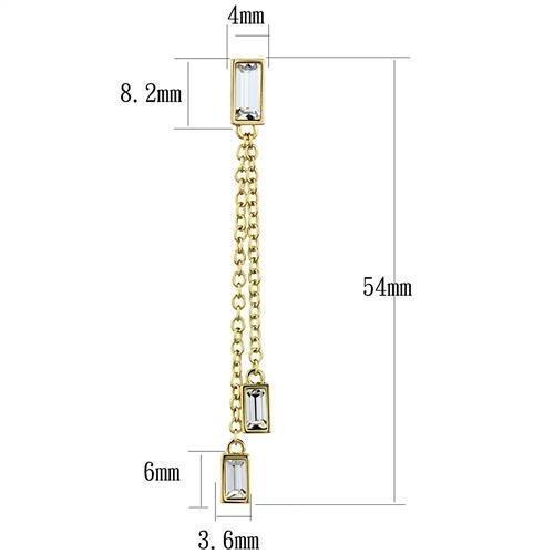 3W1202 - Gold Brass Earrings with Top Grade Crystal  in Clear-1