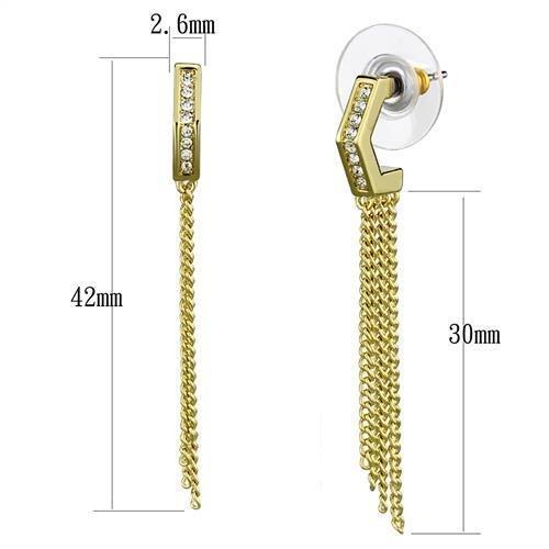 3W1204 - Gold Brass Earrings with Top Grade Crystal  in Clear-1