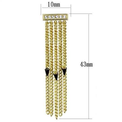 3W1205 - Gold+Ruthenium Brass Earrings with Top Grade Crystal  in Clear-1