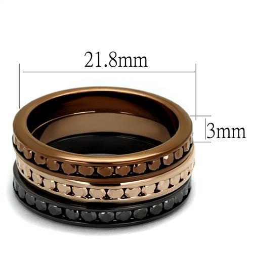 3W1208 - IP Rose Gold & IP Light Black & IP Light coffee Brass Ring with Top Grade Crystal  in Multi Color-1