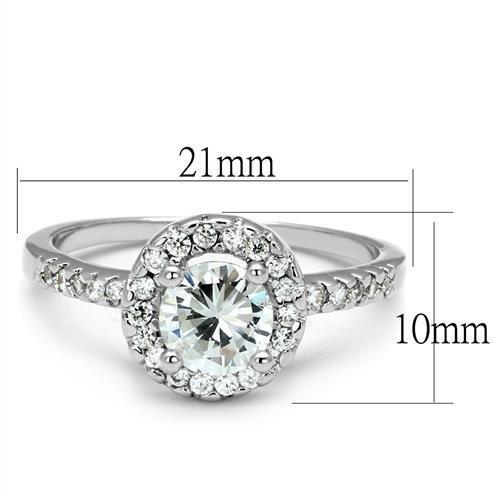 3W1210 - Rhodium Brass Ring with AAA Grade CZ  in Clear-1