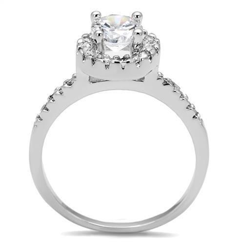 3W1210 - Rhodium Brass Ring with AAA Grade CZ  in Clear-2