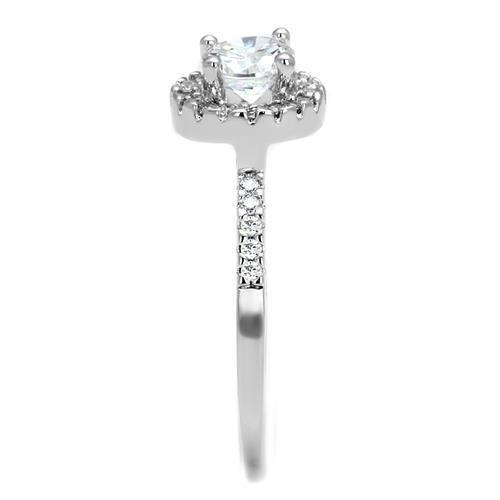 3W1210 - Rhodium Brass Ring with AAA Grade CZ  in Clear-3