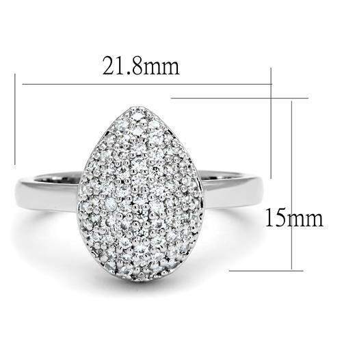 3W1211 - Rhodium Brass Ring with AAA Grade CZ  in Clear-1