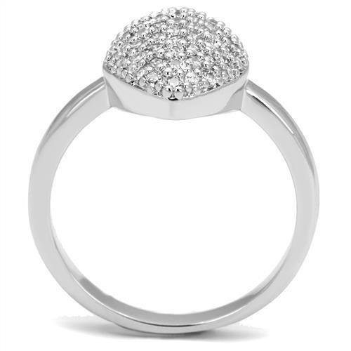 3W1211 - Rhodium Brass Ring with AAA Grade CZ  in Clear-2
