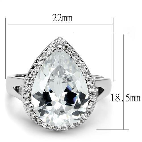 3W1215 - Rhodium Brass Ring with AAA Grade CZ  in Clear-1