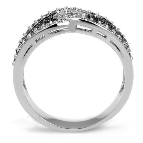 3W1216 - Rhodium + Ruthenium Brass Ring with AAA Grade CZ  in London Blue-2