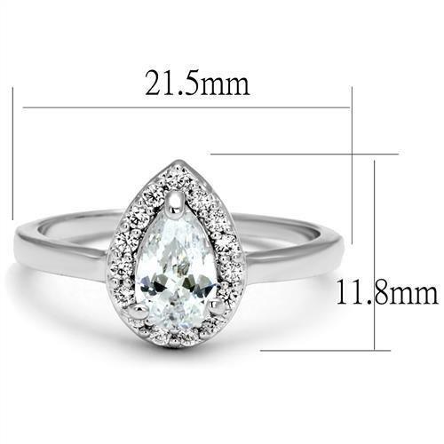 3W1219 - Rhodium Brass Ring with AAA Grade CZ  in Clear-1