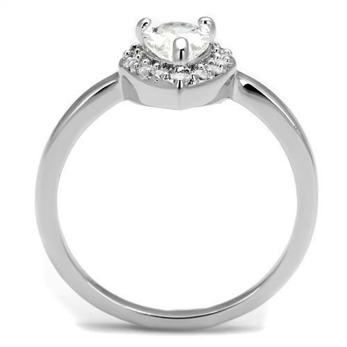 3W1219 - Rhodium Brass Ring with AAA Grade CZ  in Clear-2