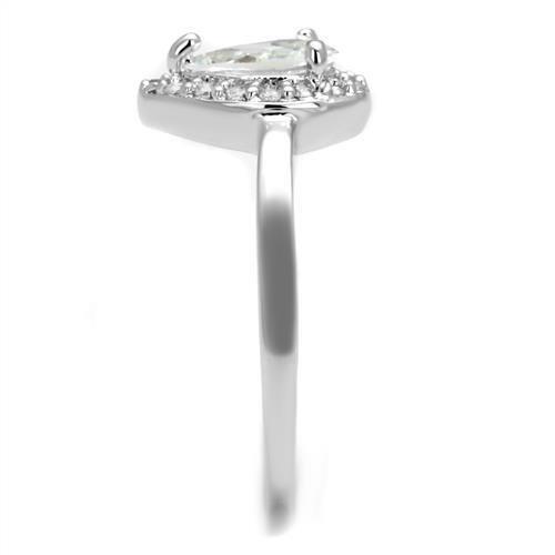 3W1219 - Rhodium Brass Ring with AAA Grade CZ  in Clear-3