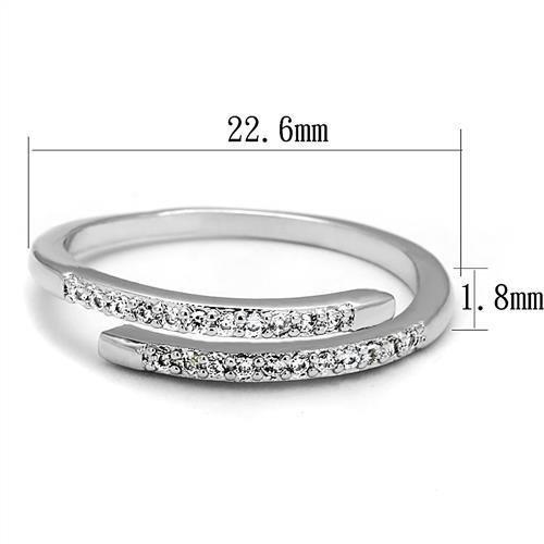 3W1222 - Rhodium Brass Ring with AAA Grade CZ  in Clear-1