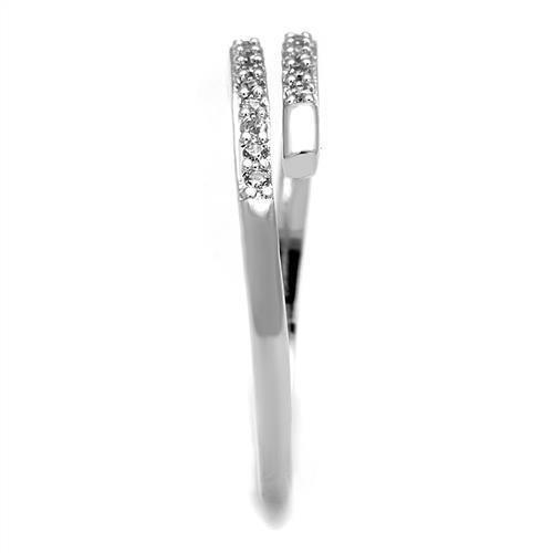 3W1222 - Rhodium Brass Ring with AAA Grade CZ  in Clear-3