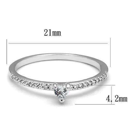 3W1224 - Rhodium Brass Ring with AAA Grade CZ  in Clear-1