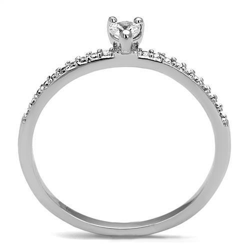 3W1224 - Rhodium Brass Ring with AAA Grade CZ  in Clear-2