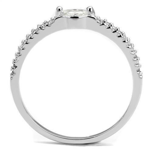 3W1225 - Rhodium Brass Ring with AAA Grade CZ  in Clear-2