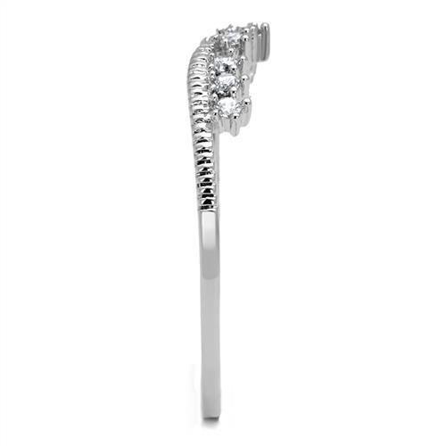3W1226 - Rhodium Brass Ring with AAA Grade CZ  in Clear-3