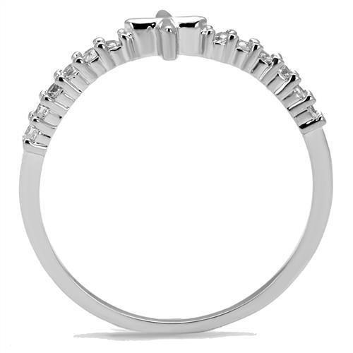 3W1227 - Rhodium Brass Ring with AAA Grade CZ  in Clear-2
