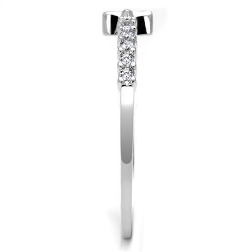 3W1227 - Rhodium Brass Ring with AAA Grade CZ  in Clear-3