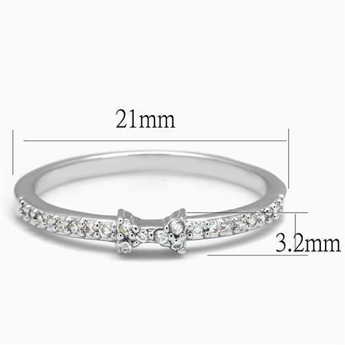 3W1228 - Rhodium Brass Ring with AAA Grade CZ  in Clear-1