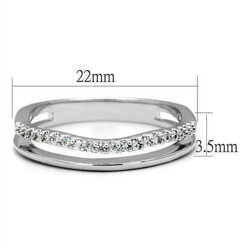3W1229 - Rhodium Brass Ring with AAA Grade CZ  in Clear-1