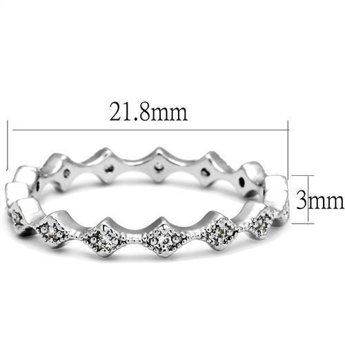 3W1231 - Rhodium Brass Ring with AAA Grade CZ  in Clear-1
