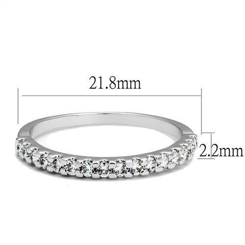 3W1232 - Rhodium Brass Ring with AAA Grade CZ  in Clear-1