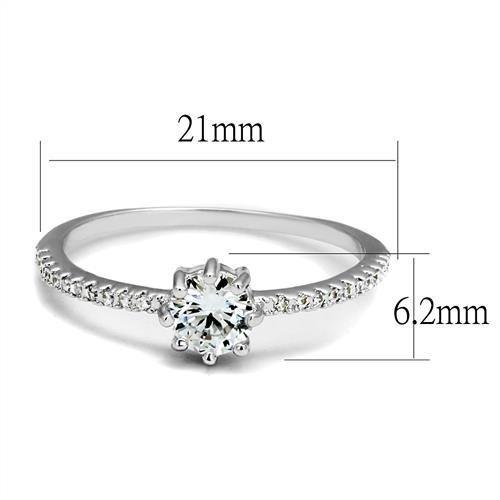 3W1233 - Rhodium Brass Ring with AAA Grade CZ  in Clear-1