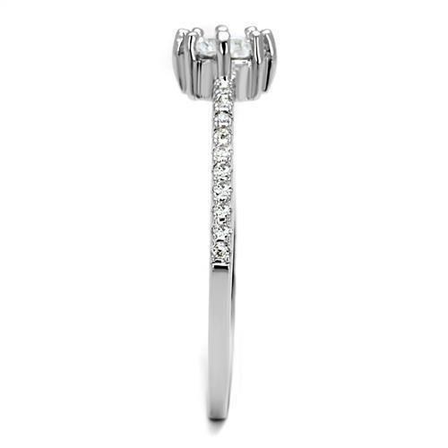 3W1233 - Rhodium Brass Ring with AAA Grade CZ  in Clear-3