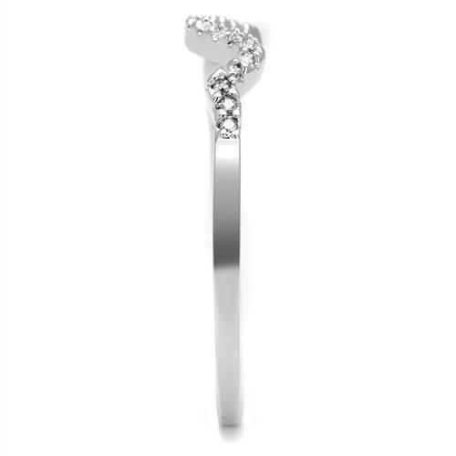 3W1239 - Rhodium Brass Ring with AAA Grade CZ  in Clear-3
