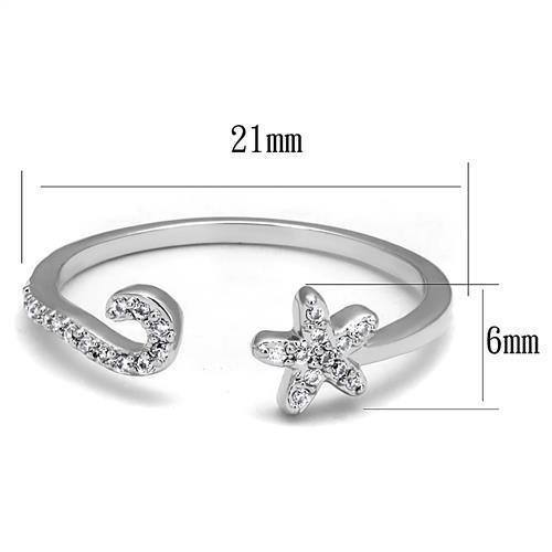 3W1240 - Rhodium Brass Ring with AAA Grade CZ  in Clear-1