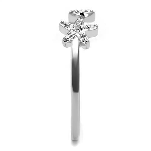 3W1240 - Rhodium Brass Ring with AAA Grade CZ  in Clear-3