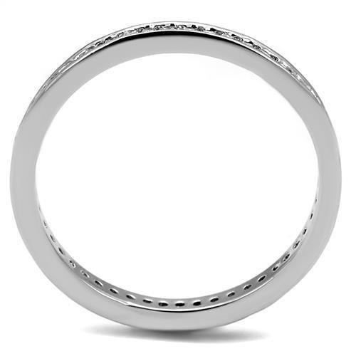 3W1241 - Rhodium Brass Ring with AAA Grade CZ  in Clear-2