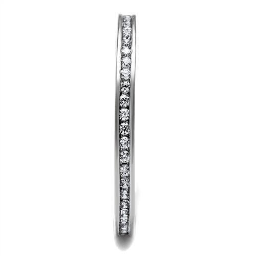3W1241 - Rhodium Brass Ring with AAA Grade CZ  in Clear-3