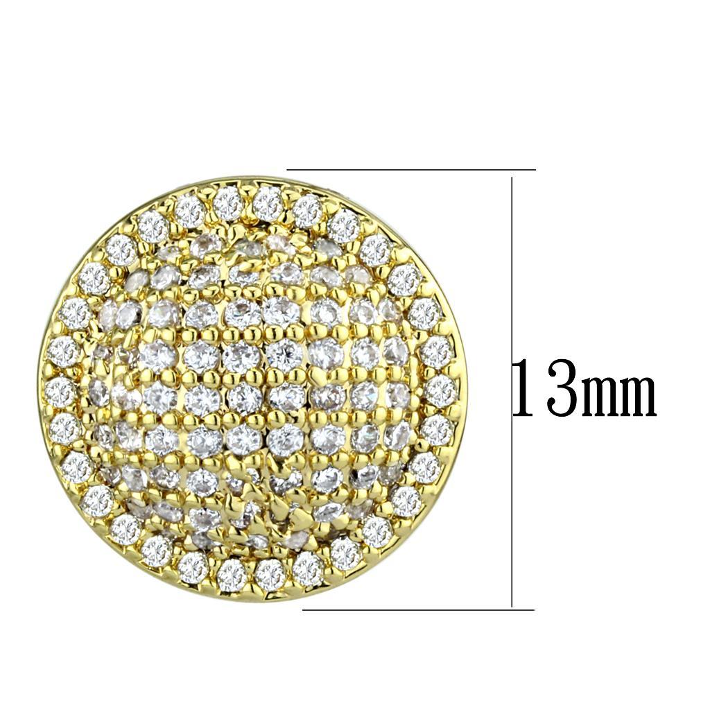 3W1258 - Gold Brass Earrings with AAA Grade CZ  in Clear-1