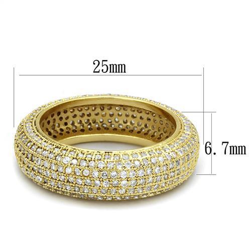 3W1272 - Gold Brass Ring with AAA Grade CZ  in Clear-1