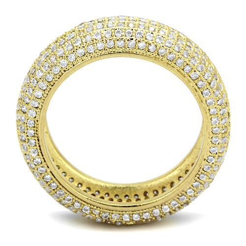 3W1272 - Gold Brass Ring with AAA Grade CZ  in Clear-2