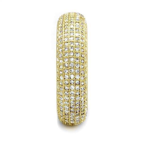 3W1272 - Gold Brass Ring with AAA Grade CZ  in Clear-3