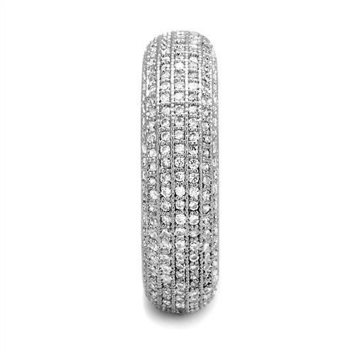 3W1273 - Rhodium Brass Ring with AAA Grade CZ  in Clear-1