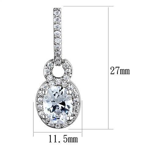 3W1276 - Rhodium Brass Earrings with AAA Grade CZ  in Clear-1