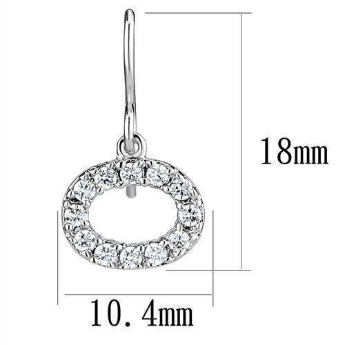 3W1278 - Rhodium Brass Earrings with AAA Grade CZ  in Clear-1
