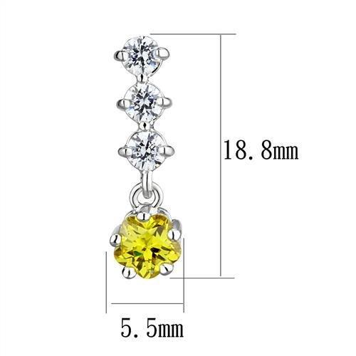 3W1285 - Rhodium Brass Earrings with AAA Grade CZ  in Topaz-1