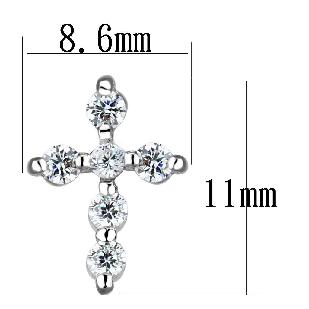 3W1294 - Rhodium Brass Earrings with AAA Grade CZ  in Clear-1