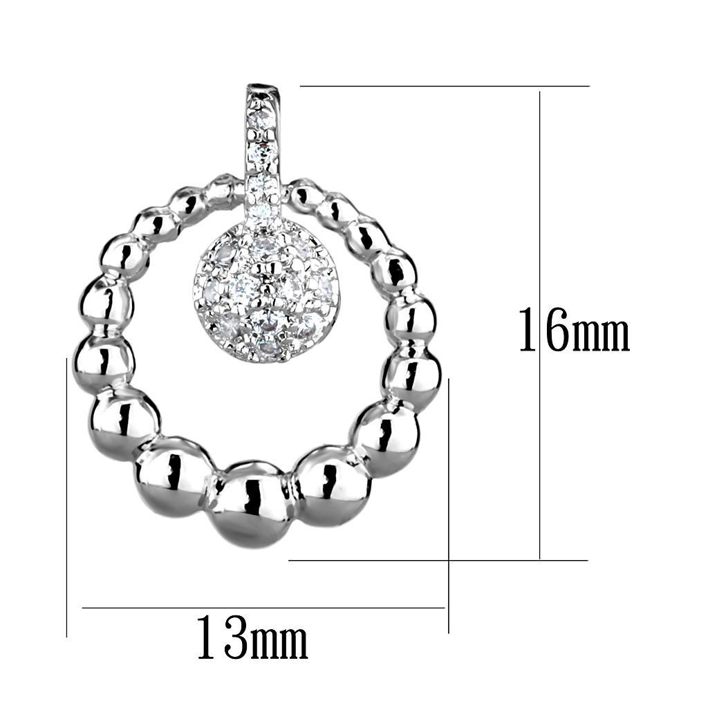 3W1296 - Rhodium Brass Earrings with AAA Grade CZ  in Clear-1