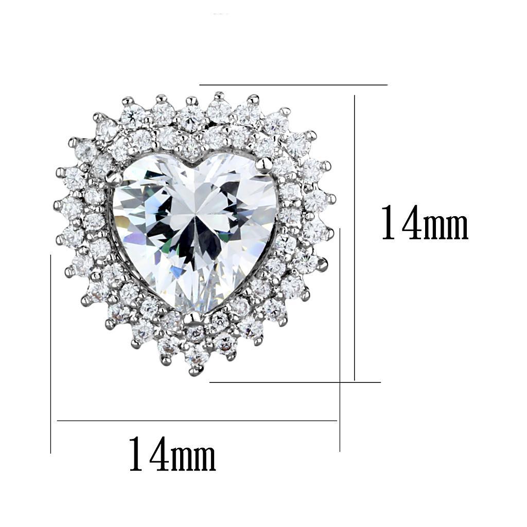 3W1298 - Rhodium Brass Earrings with AAA Grade CZ  in Clear-1