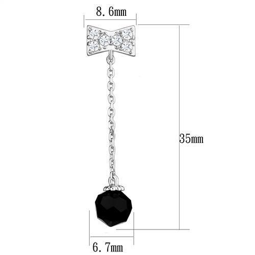 3W1300 - Rhodium Brass Earrings with AAA Grade CZ  in Clear-1