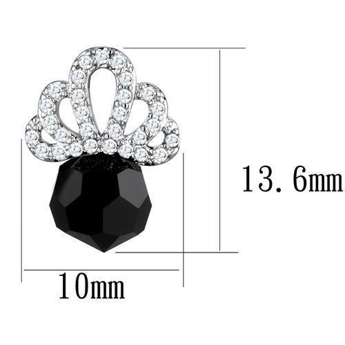 3W1303 - Rhodium Brass Earrings with AAA Grade CZ  in Clear-1