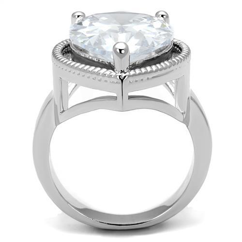 3W1305 - Rhodium Brass Ring with AAA Grade CZ  in Clear-2