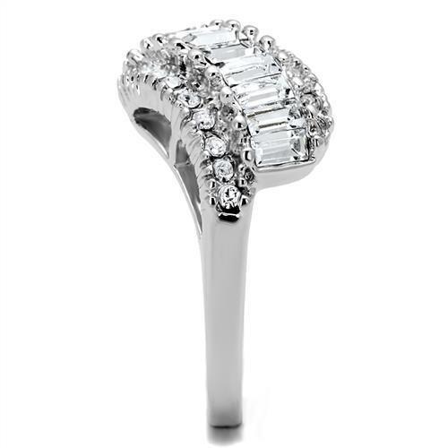 3W1306 - Rhodium Brass Ring with Top Grade Crystal  in Clear-3