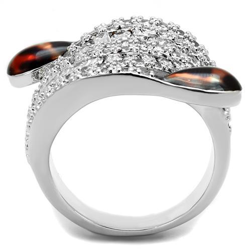 3W1307 - Rhodium Brass Ring with AAA Grade CZ  in Clear-2